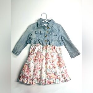 Cupcakes And Cashmere Girls/Youth Dress And Jean Jacket 2 Piece Set Size 2T